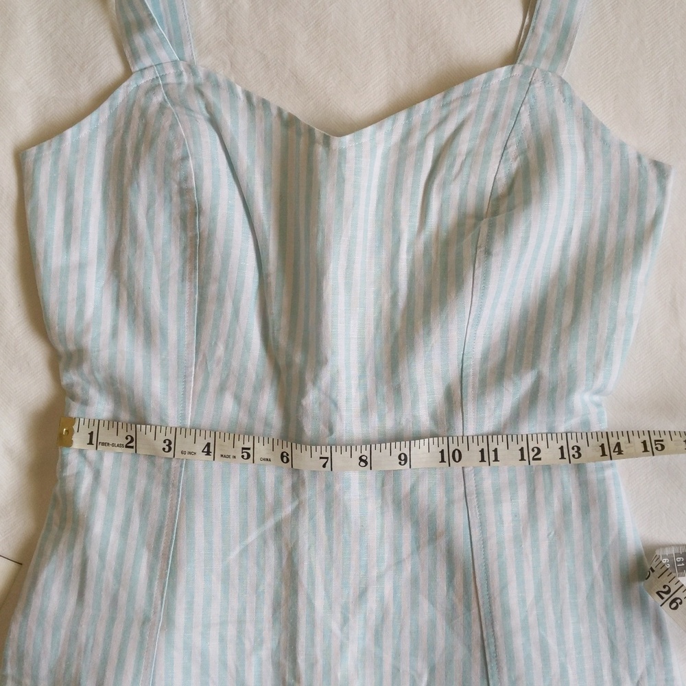 Gap NWOT Linen Cotton Seersucker Stripe Dress Pockets 0 - Picture 9 of 11
